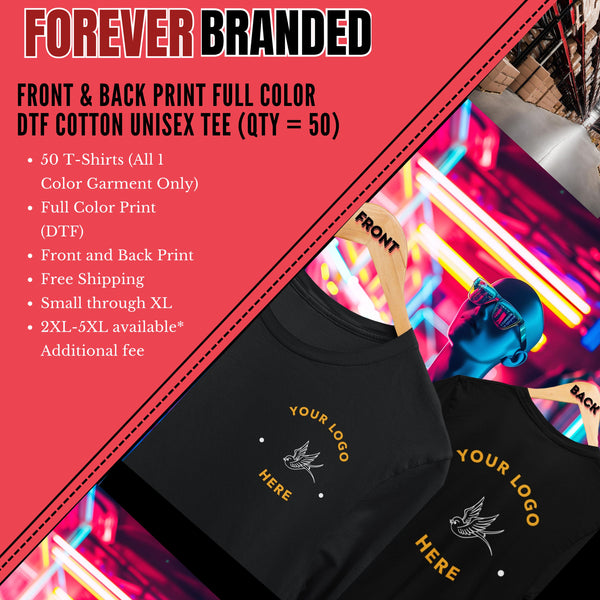Alumni Front & Back Print Full Color DTF Cotton Unisex Tee (Qty = 50)