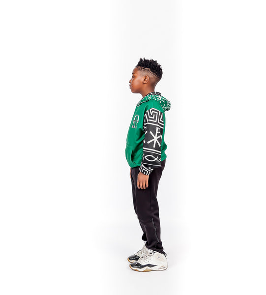 Alpha Omega Unisex Green Kid Hoody
