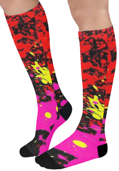 Compass Paint Splatter Female Knee High Socks (1 Pair)