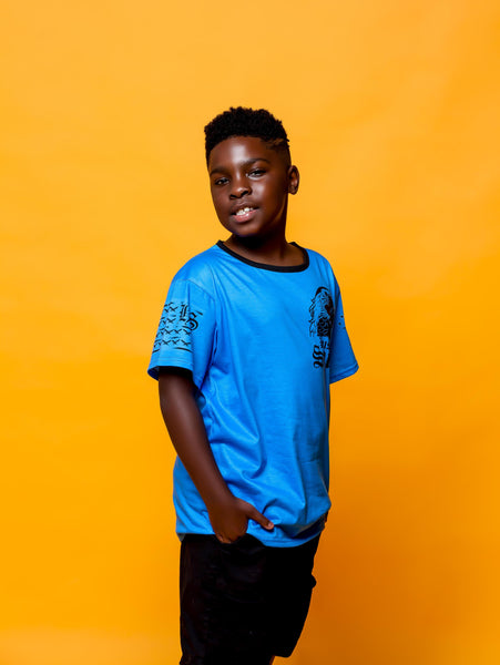 Raven All Over Print  Blue Tee Kid Size
