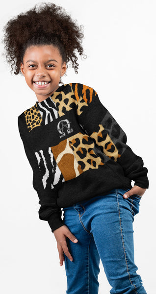 AΩ Animal Print Crew Neck Sweatshirt (Kids Sizes)