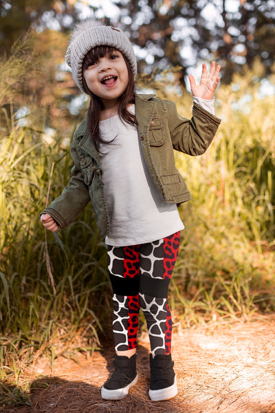 AΩ Alpha & Omega Kids Leggings Animal Print Red
