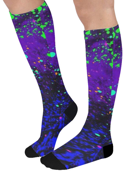 Compass Paint Splatter Female Knee High Socks (1 Pair)