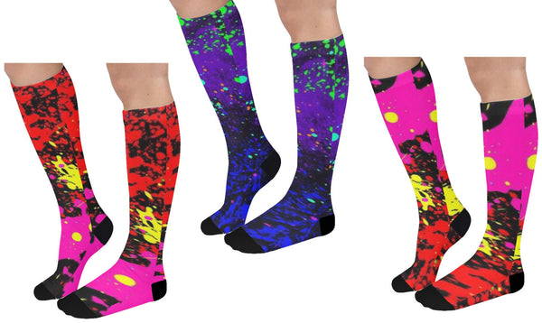 Compass Paint Splatter Female Knee High Socks (1 Pair)