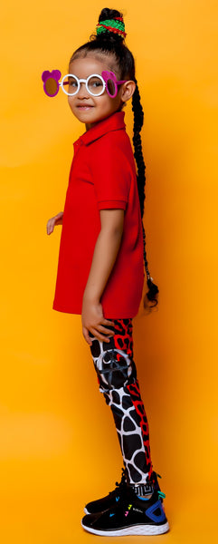 AΩ Alpha & Omega Kids Leggings Animal Print Red