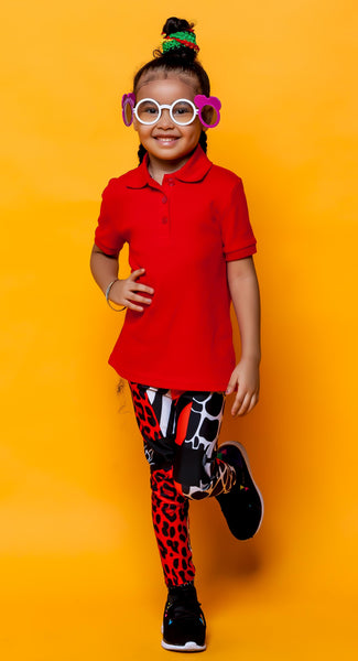 AΩ Alpha & Omega Kids Leggings Animal Print Red