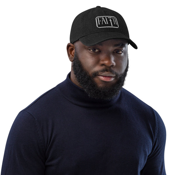 Faith V Black Denim Hat