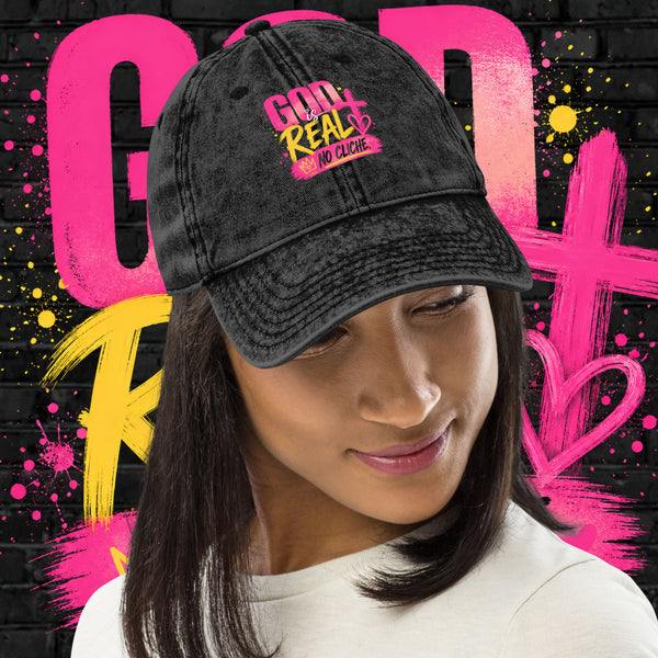 GOD IS REAL Vintage Cotton Twill Cap