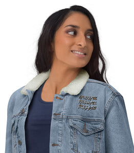 Grateful, Thankful, Blessed Embroidered Denim Trucker Jacket (S-3XL)