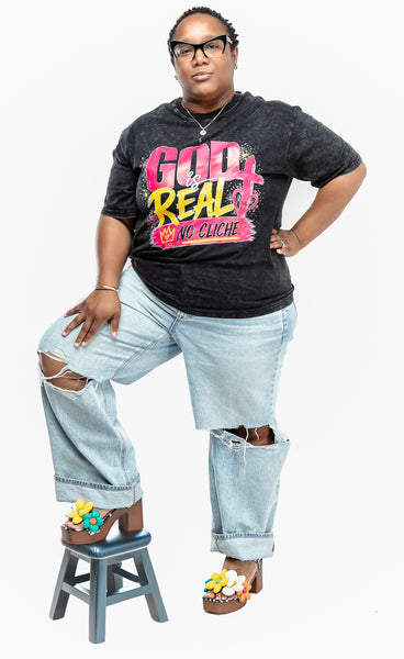 GOD IS REAL Vintage Oversized Tee