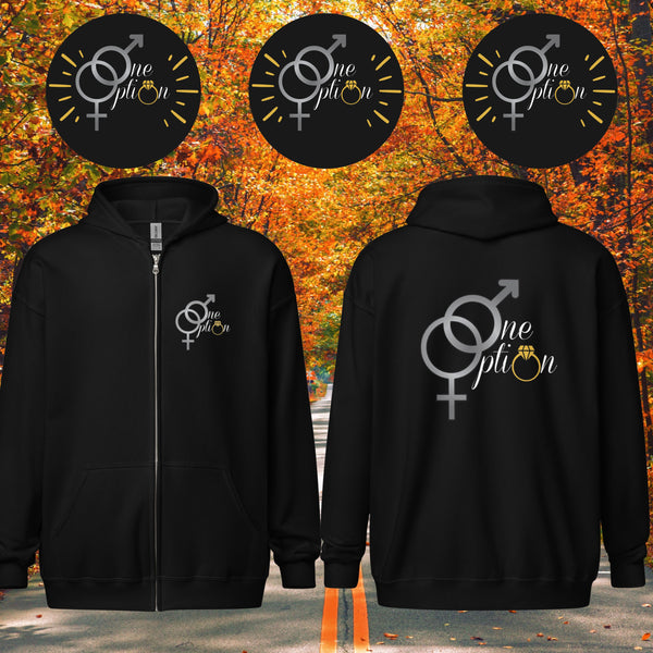 One Option Unisex heavy blend zip hoodie