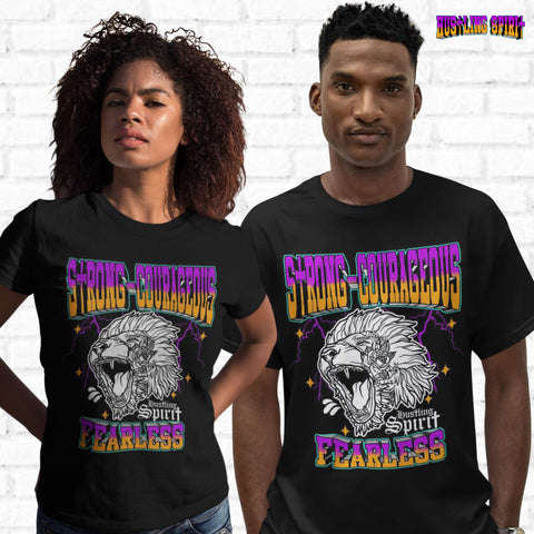 Fearless Lion (Remix) Strong Courageous Vintage Graphic Unisex T-Shirt