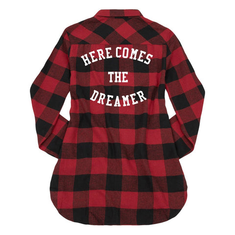 HERE COMES THE DREAMER LONG SLEEVE PLAID FLANNEL (S-3XL)