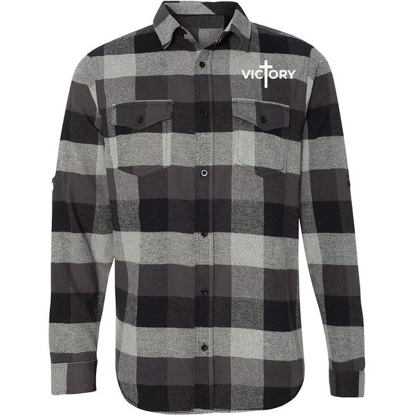 VICTORY LONG SLEEVE PLAID FLANNEL UNISEX SHIRT (S-3XL)