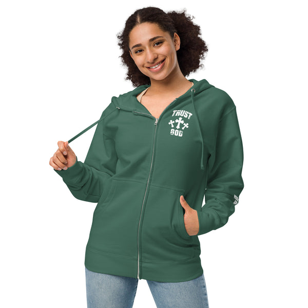 TRUST GOD fleece zip up hoodie