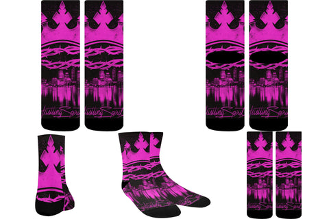 Pink Crown Crew Socks (1 Pair)