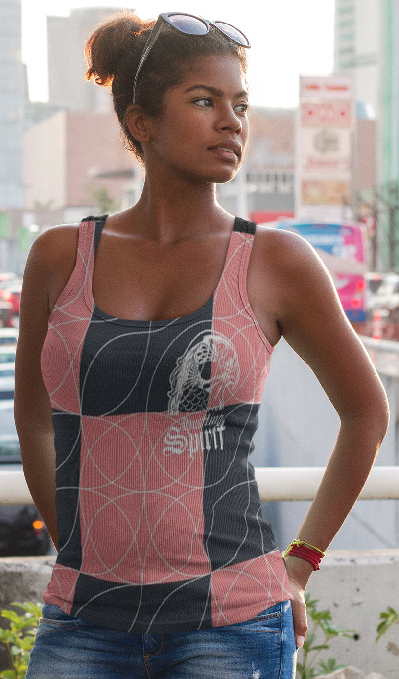 Raven Peach and Gray Female Racerback Tank Top