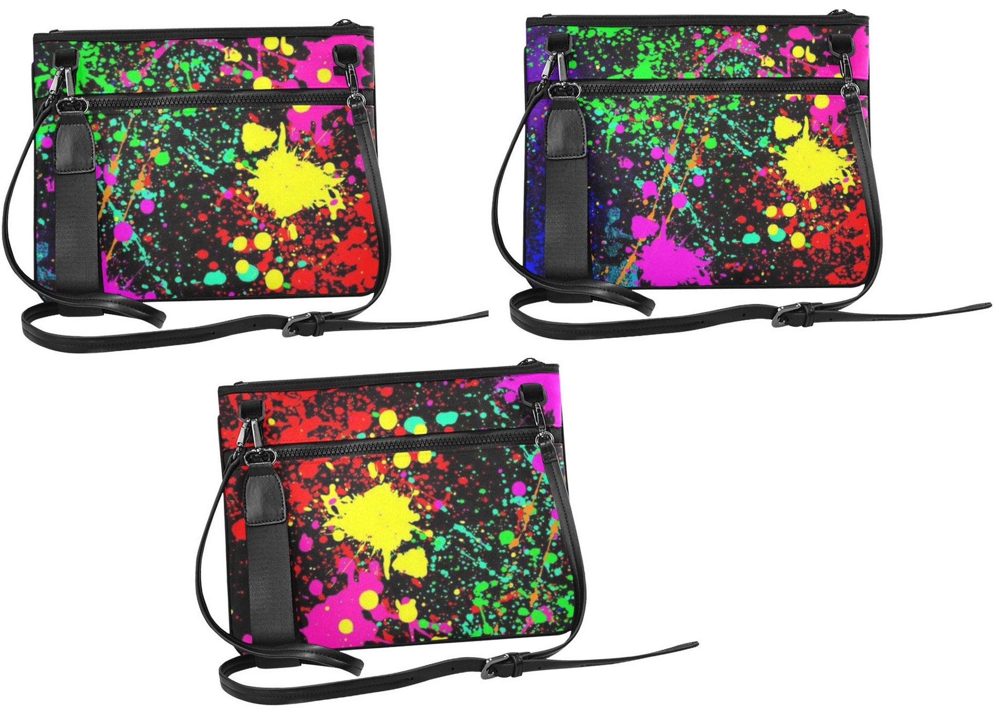 Compass Paint Splatter Slim Clutch Bag