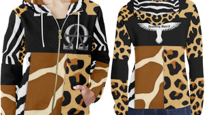 AΩ Zip Up HoodyAnimal Print