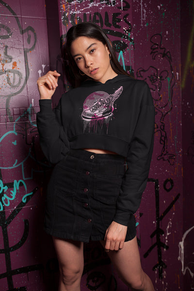 Footsteps Pink Cotton Candy Crop Top Hoodie