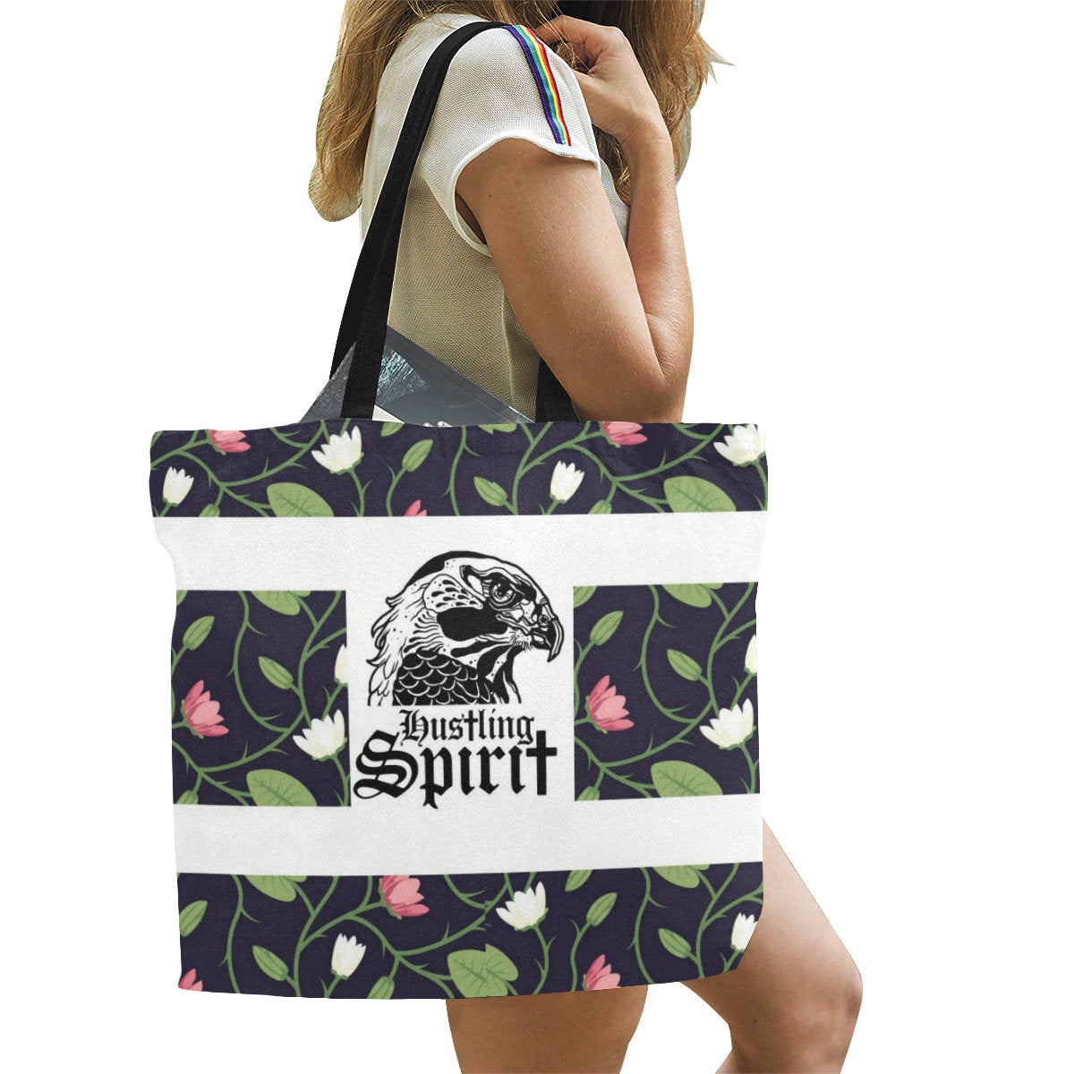Raven Spring Flowers Large Tote Bag