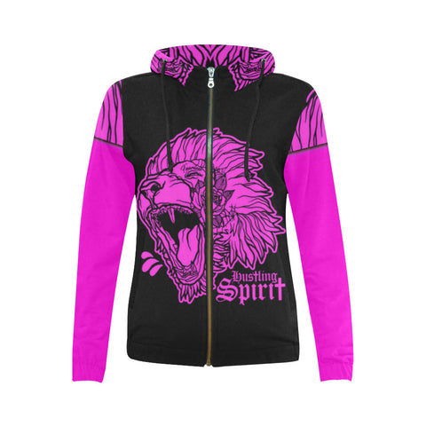 Fearless Lion Hot Pink Zip Up Hoody