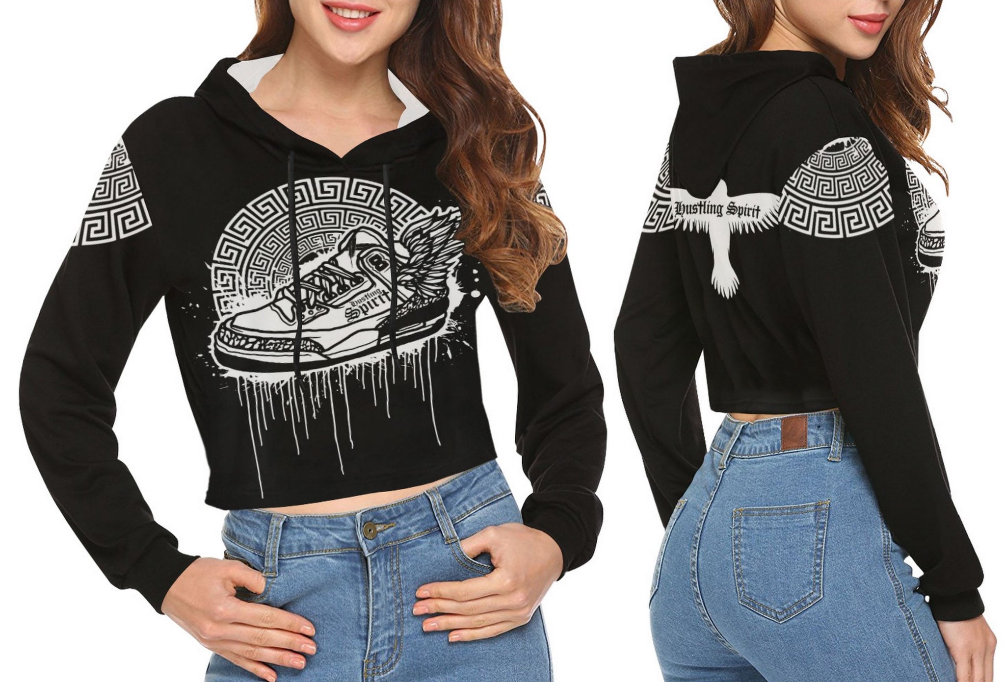 Footsteps Crop Top Hoodie