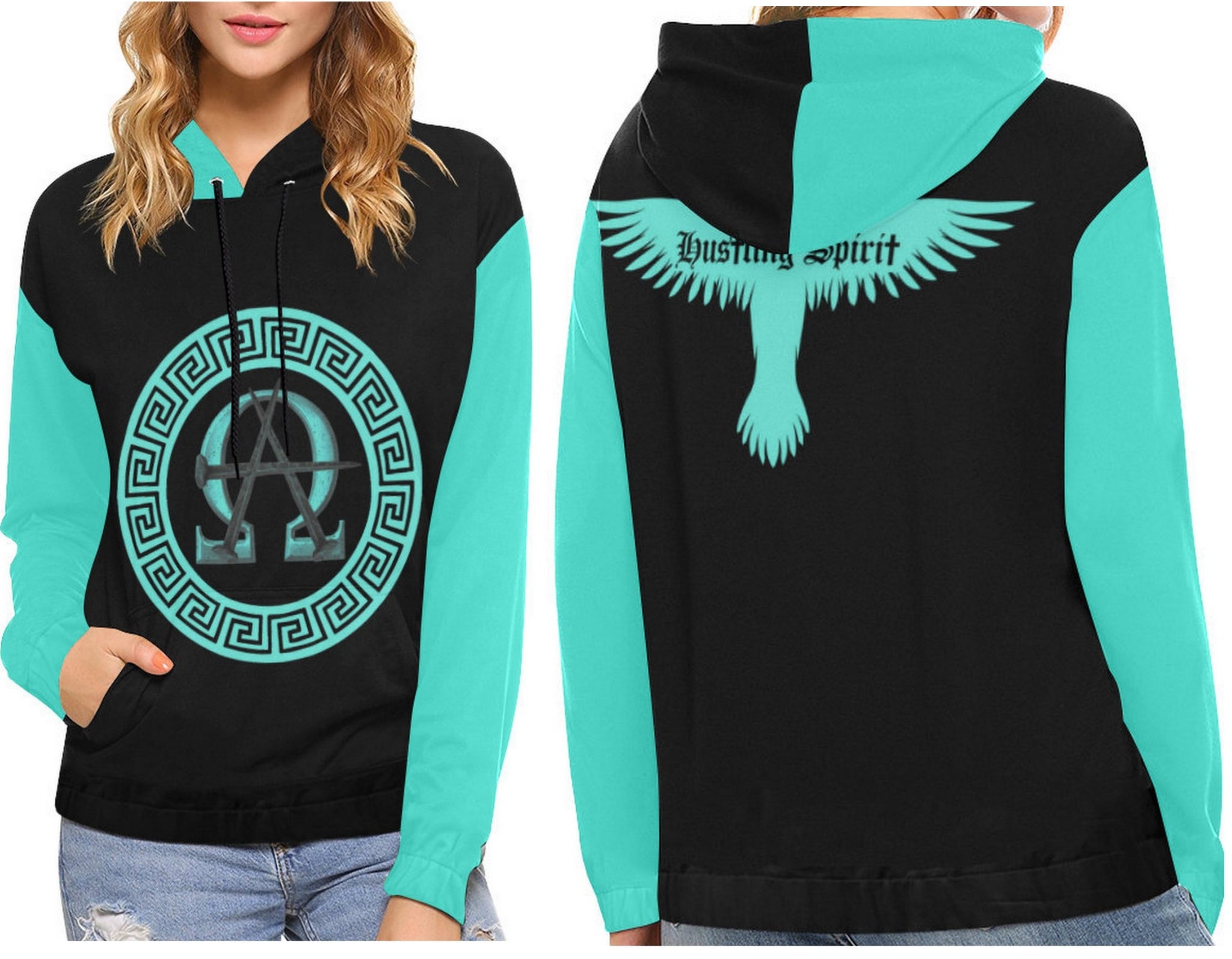 AΩ Alpha Omega Turquoise Hoodie