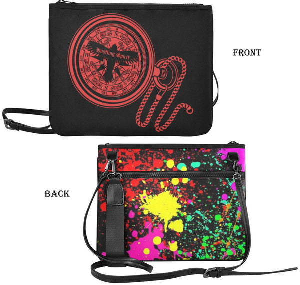Compass Paint Splatter Slim Clutch Bag