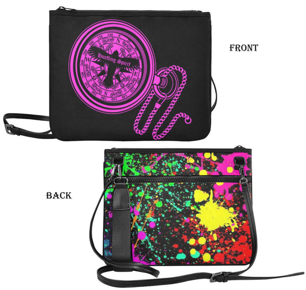 Compass Paint Splatter Slim Clutch Bag