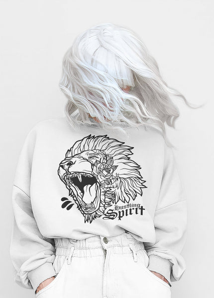 Fearless Lion Black and White Classic Crewneck Sweatshirt