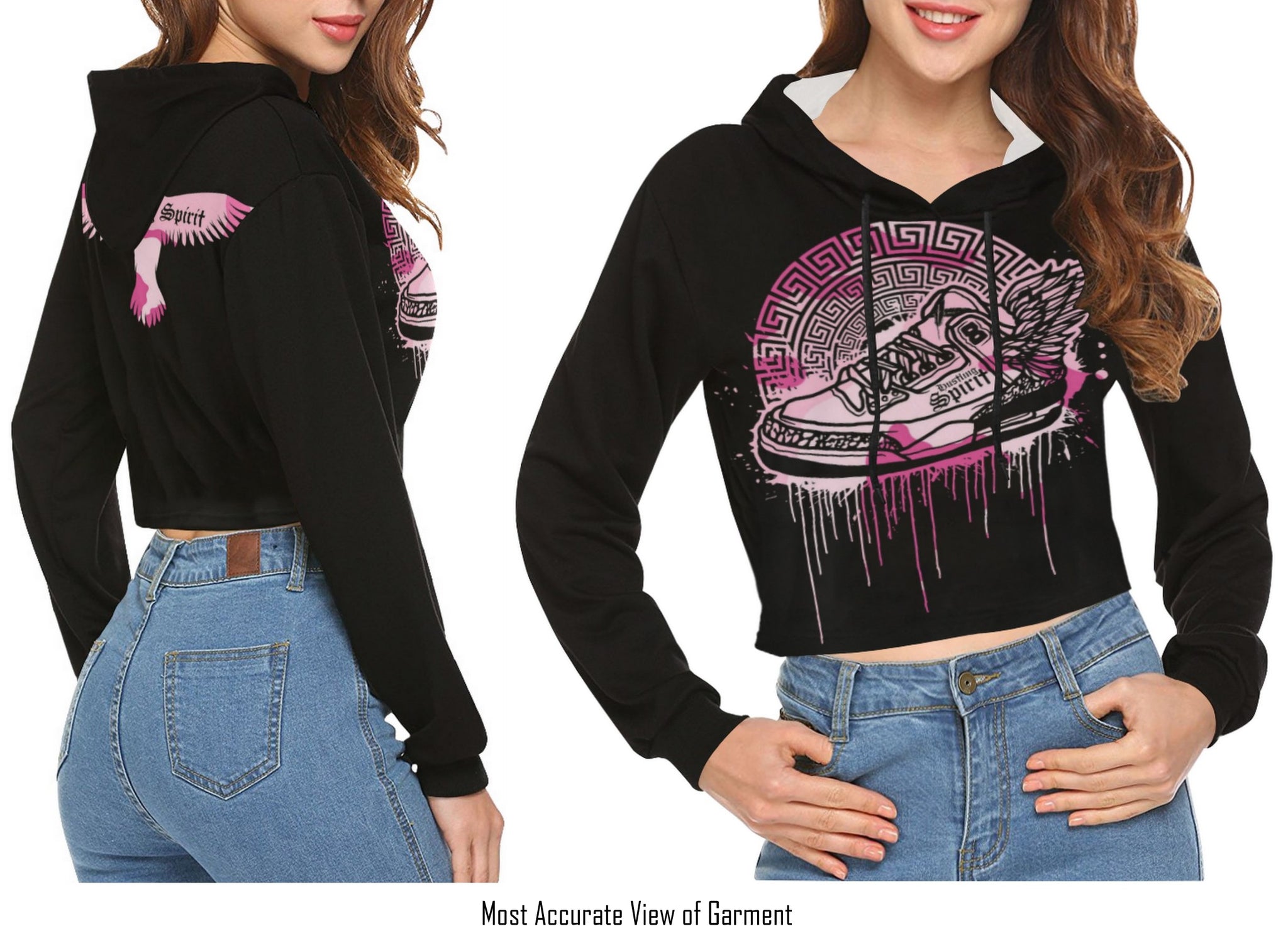 Footsteps Pink Cotton Candy Crop Top Hoodie