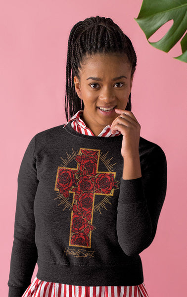 Rose Cross Gold Classic Unisex Crewneck Sweatshirt