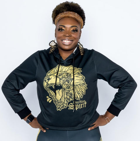 Fearless Lion Hot Gold Shine Crop Top Hoodie