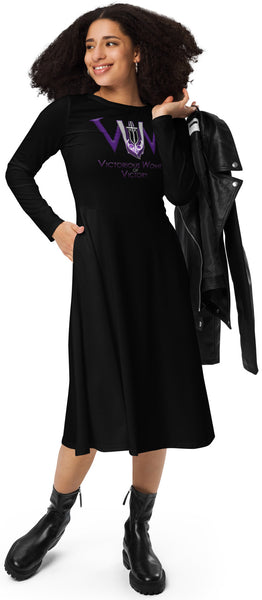 Victory long sleeve midi dress (XS-6XL)