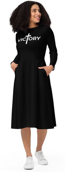 Victory long sleeve midi dress (XS-6XL)