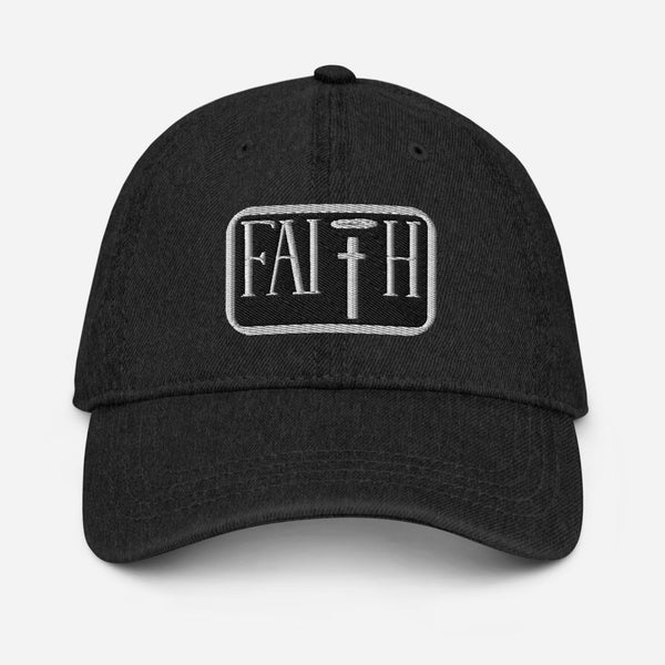 Faith V Black Denim Hat