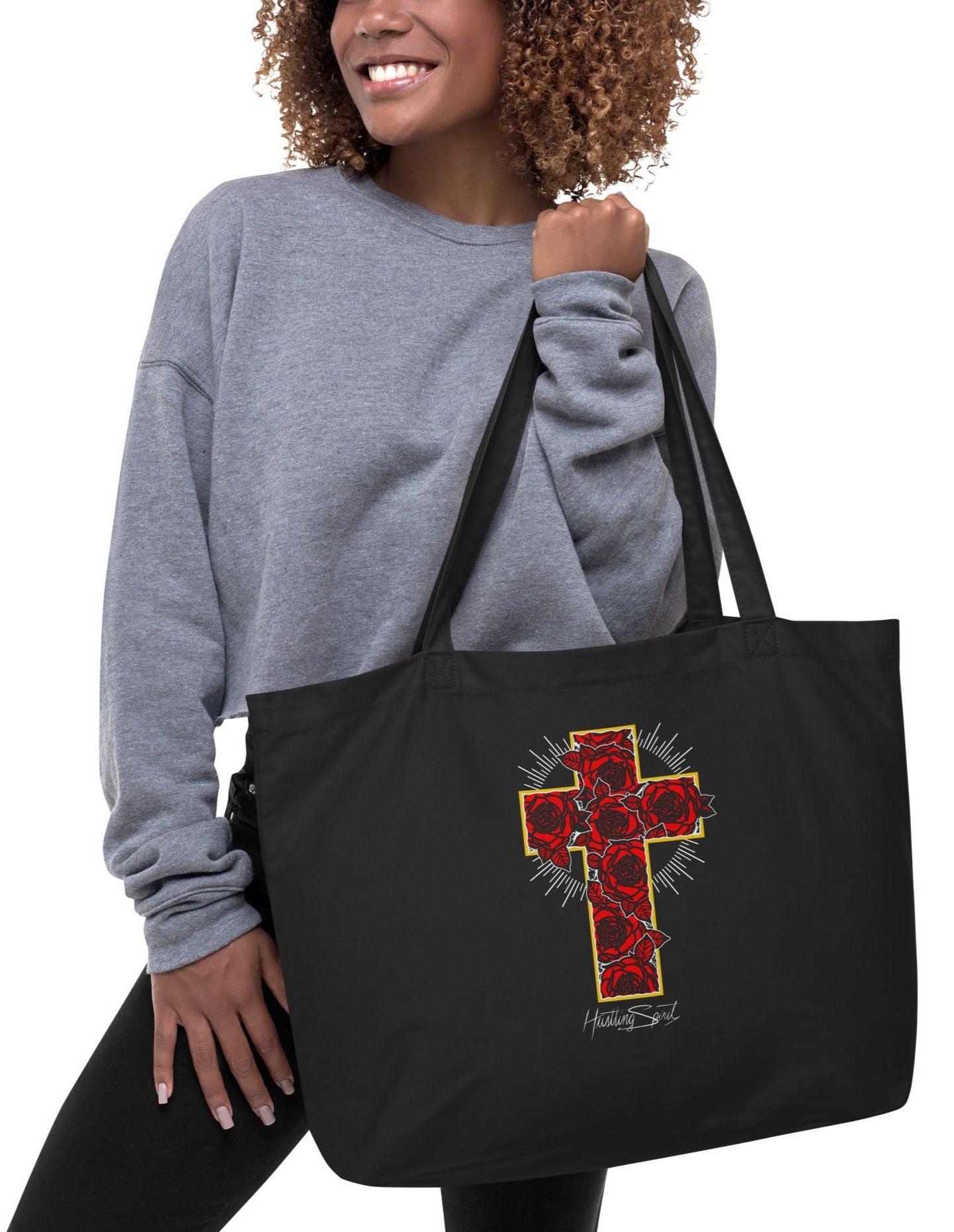 Rose Cross Large organic tote bag